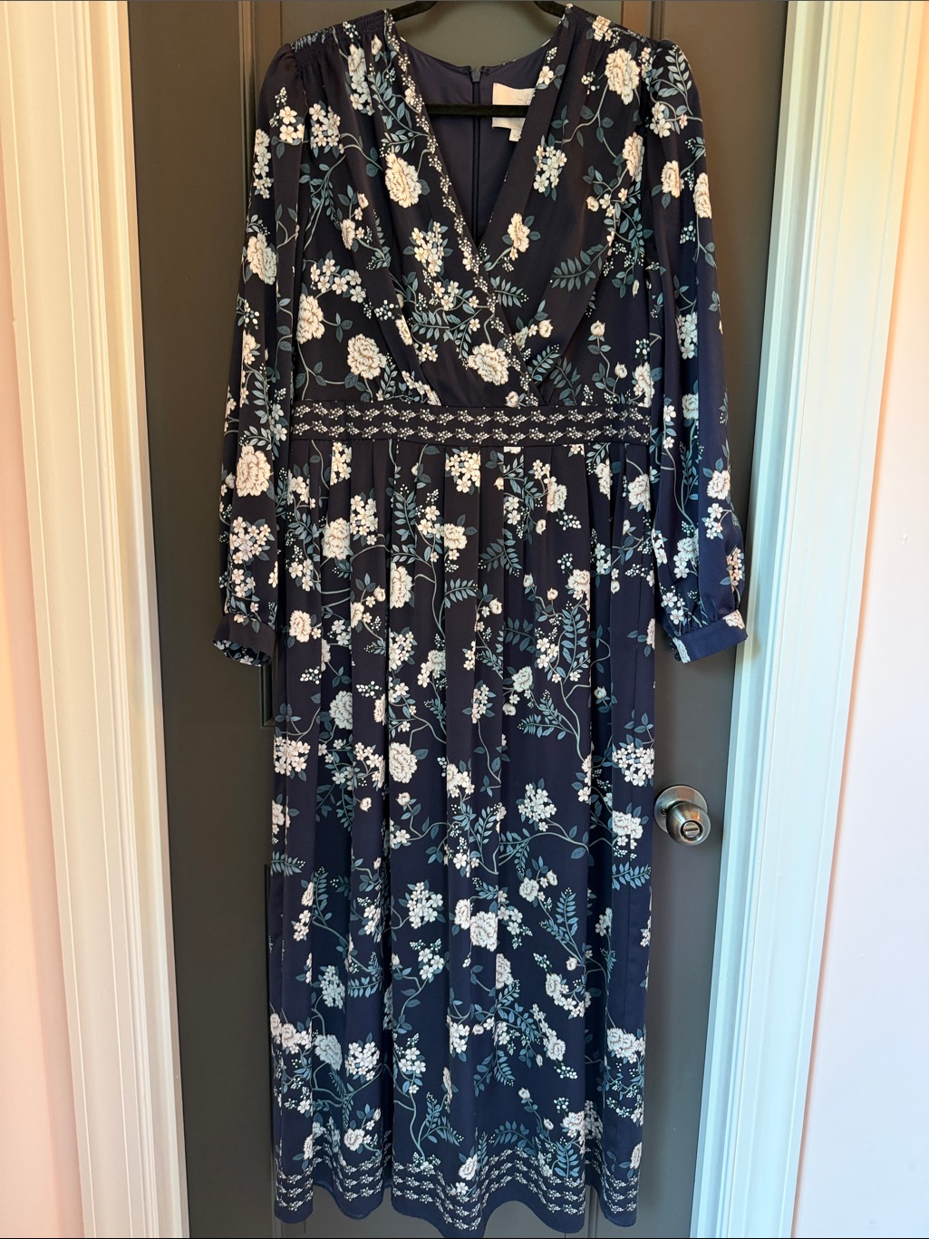 Gal Meets Glam Navy Blue Floral Maxi Dress Size 14